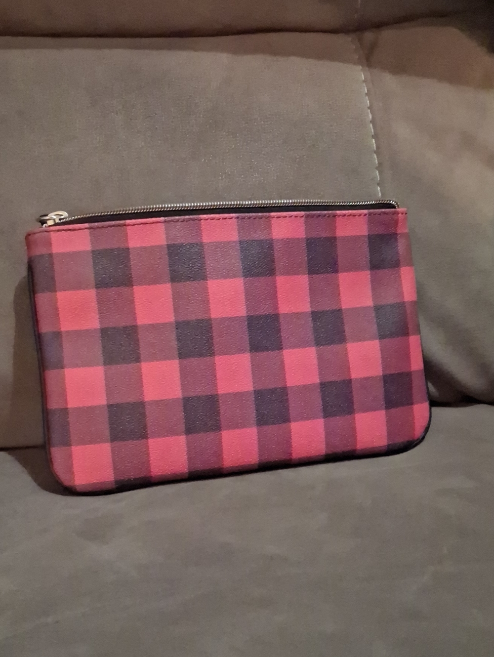 Dooney & Bourke Red and Black Buffalo Plaid Wristlet with Tassel - Picture 3 of 3